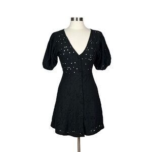 Zara Black Eyelet Button Front Dress